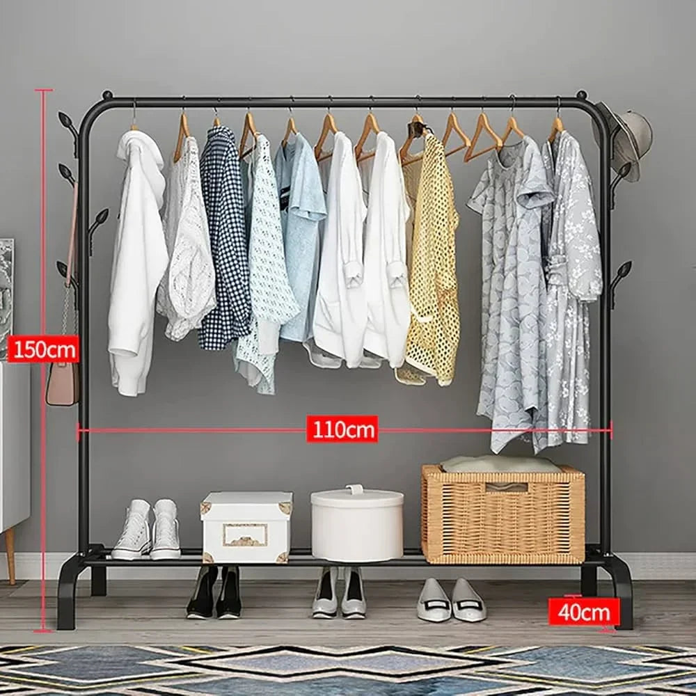 Heavy-Duty Clothes Rack with Shelf | 150x110x40 cm